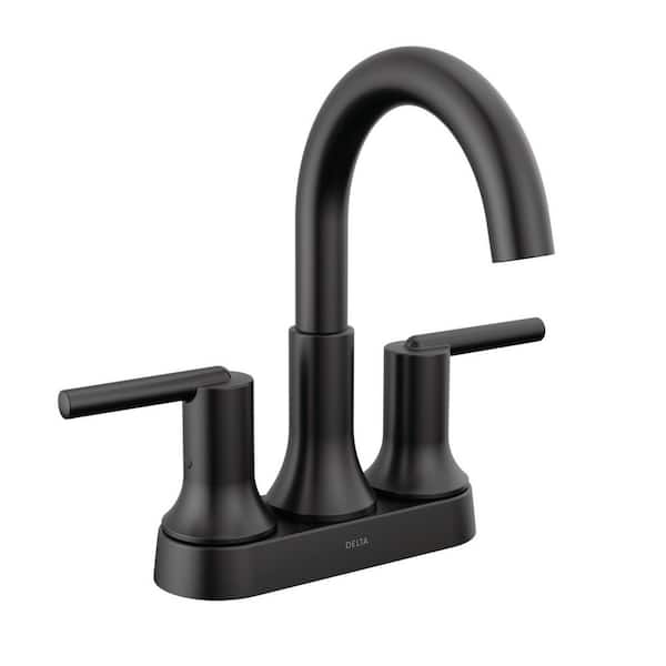 Delta Trinsic 4 in. Centerset Double Handle Bathroom Faucet in Matte Black