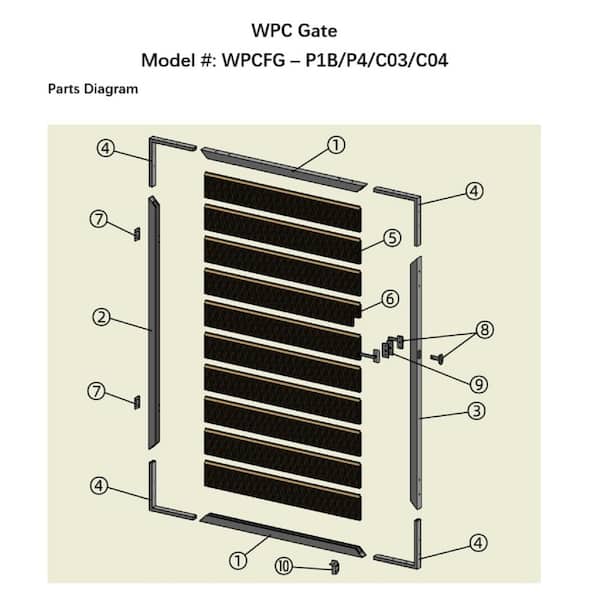 LH EP 3-2/3 ft. x 5-1/6 ft. Mocha Assembly Required WPC Composite Fence Gate Kit with Keyed Lock (Gate Post not Included)