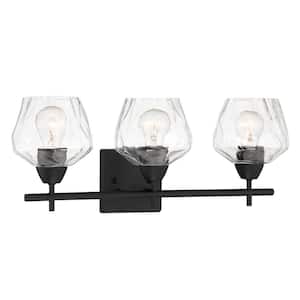 Camrin 20.75 in. 3-Light Black Vanity Light with Clear Glass Shades