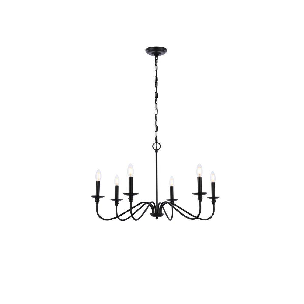 Timeless Home Roman 30 in. W x 18 in. H 6-Light Matte Black Pendant