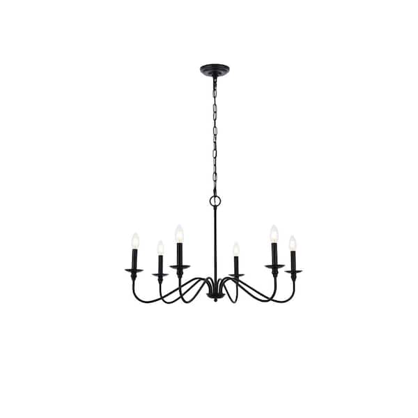 Unbranded Timeless Home Roman 30 in. W x 18 in. H 6-Light Matte Black Pendant