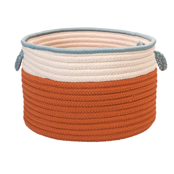Colonial Mills Indoor/Outdoor Orange/Light Blue 22 in. x 22 in. x 14 in. Round Polypropylene Storage Bin