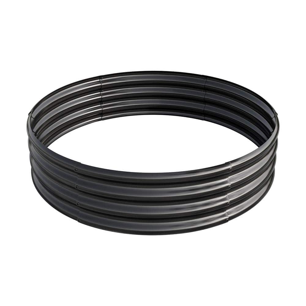 47 in. x 47 in. x 11 in. Round Black Galvanized Steel Raised Garden Beds Ga