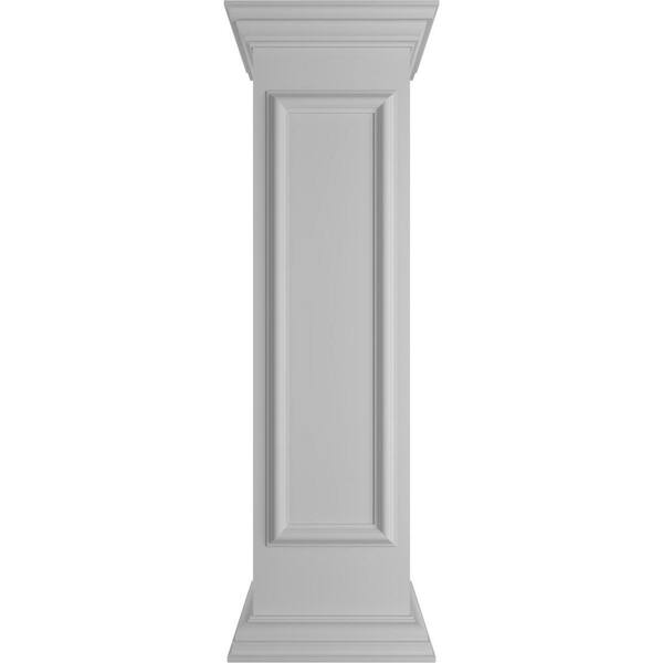 Ekena Millwork Straight 48 in. x 12 in. White Box Newel Post with Panel, Flat Capital and Base Trim (Installation Kit Included)