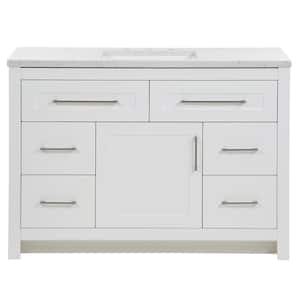 Clady 48.50 in. W x 18.75 in. D Bath Vanity in White with Solid Surface Vanity Top in Silver Ash with White Basin