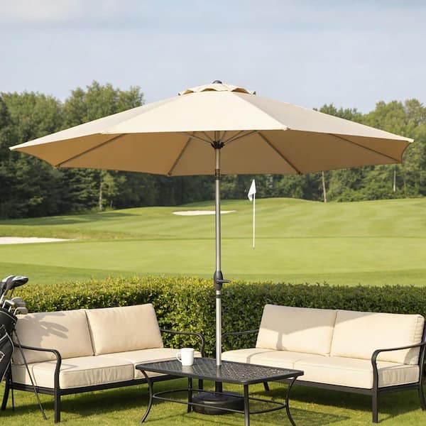 9 foot patio umbrella sale Coporesell 9 ft. Beige Patio Umbrella in with Push Button Tilt and Crank  CLCPPU02BEG