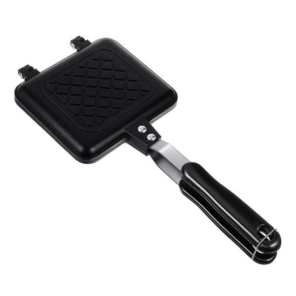 Double-Sided Nonstick Iron Stovetop Sandwich Maker Pan Black for Gas Ceramic Cooktop Home Kitchen Set