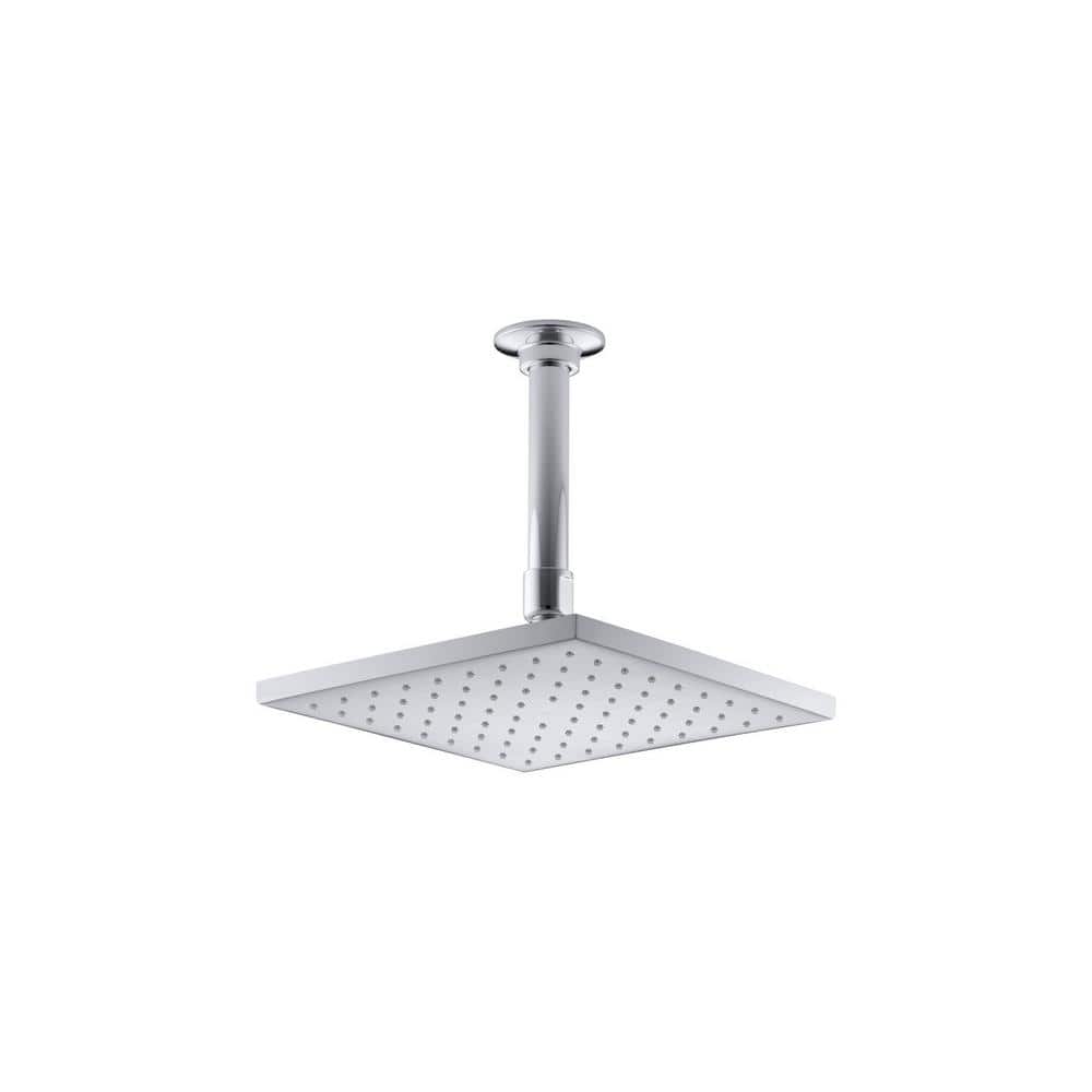 Polished Chrome 8-Inch Square Ceiling Mounted Rain Shower Head