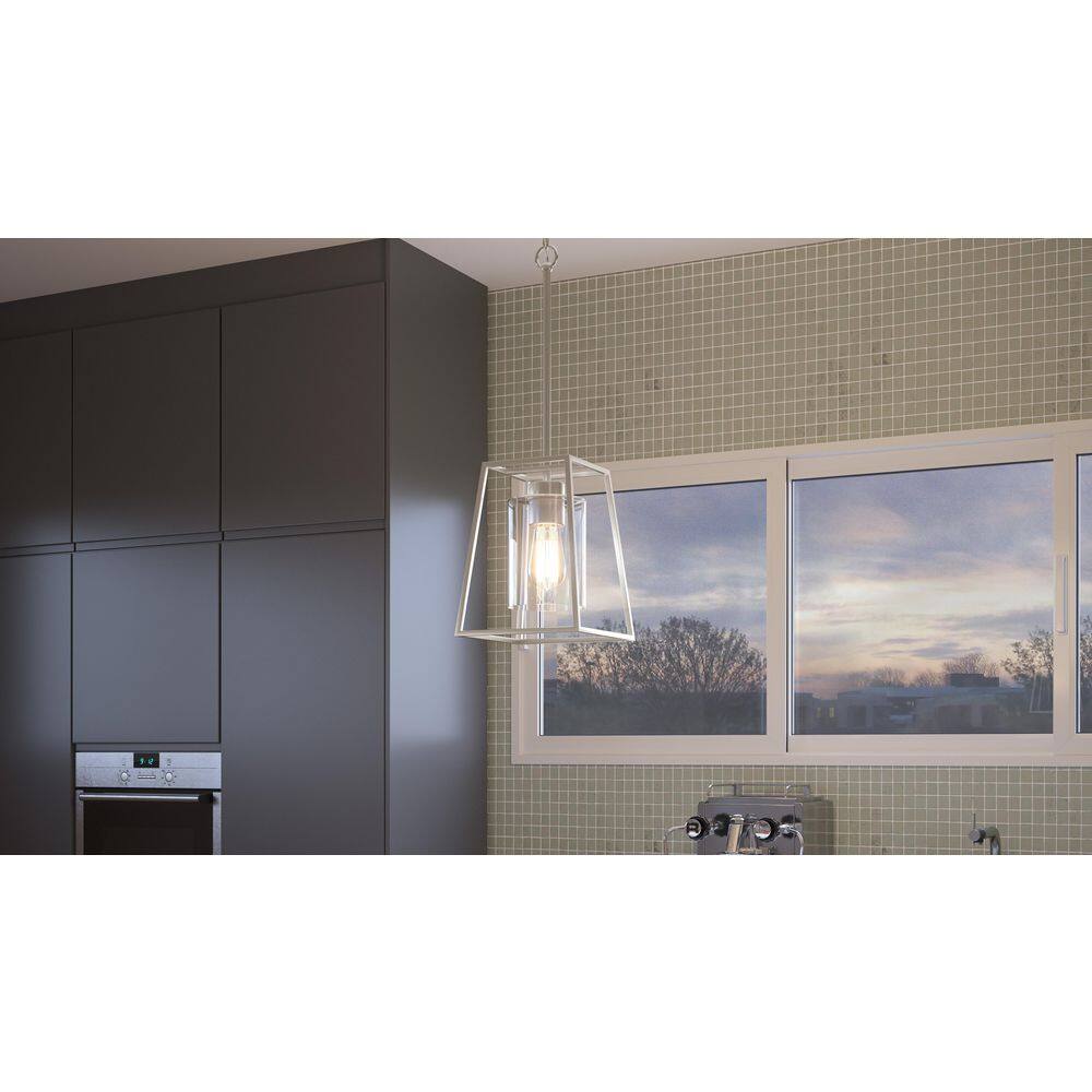Prescott Transitional Mini Pendant Light in Brushed Nickel with Clear Glass