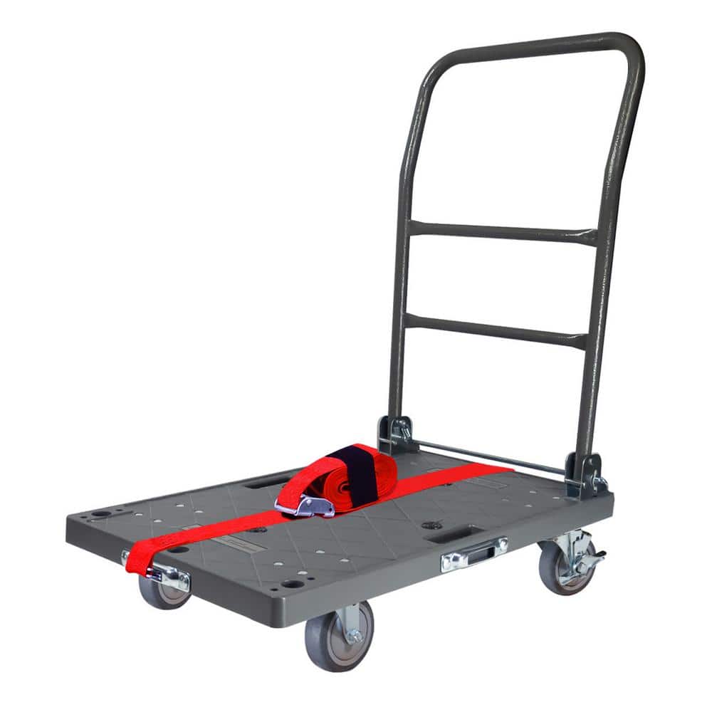 SNAP-LOC 500 lbs. Capacity DIY Easy-Move Folding Push Cart with Strap Kit  and 4 in. Thermoplastic Swivel Non-Marking Casters SL0500C4TGS - The Home  Depot