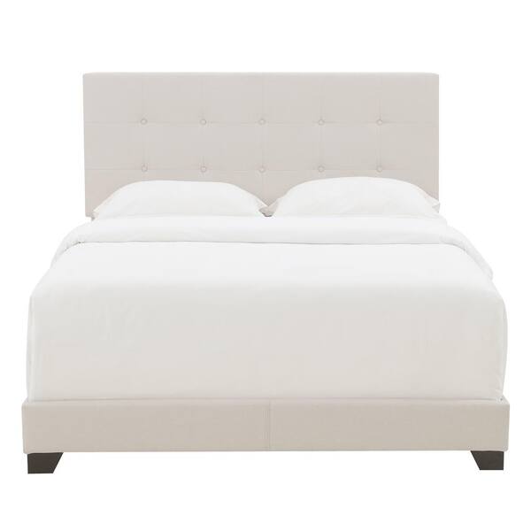 HomeFare Biscuit Tufted Fog Grey Upholstered Queen Bed