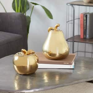 Gold Ceramic Decorative Fruit Sculpture (Set of 2)