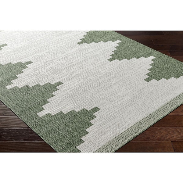 Eagean Green Geometric 10 ft. x 13 ft. 11 in. Indoor/Outdoor Area Rug