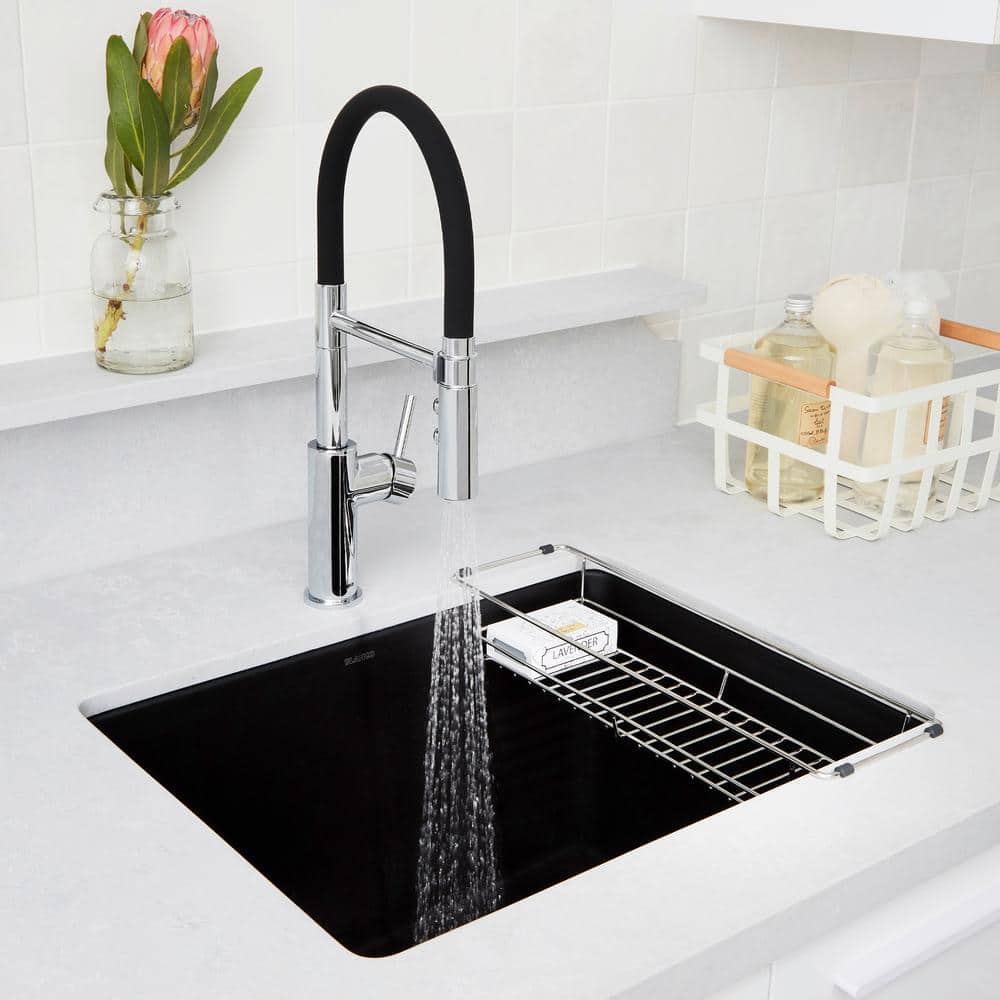 Coal Black Silgranit 25" Drop-In/Undermount Laundry Sink
