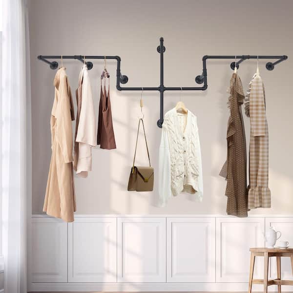 Hofte Morse kode dæmning YIYIBYUS Black Iron Wall Mounted Clothes Rack 85.83 in. W x 30.71 in. H  HG-HS7607-935 - The Home Depot