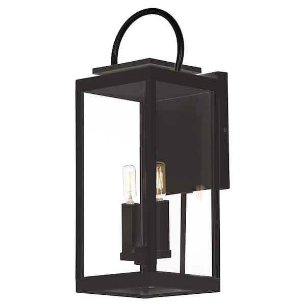 Nassau VX 1-Light Black Large Outdoor Hardwired Wall Lantern