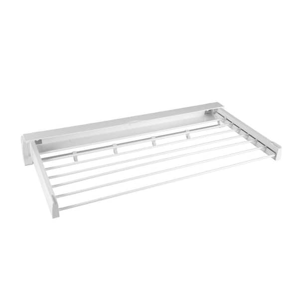 4.2 in. x 33 in. x 17 in. White Metal Wall Mounted Foldable Clothes Towels Drying Rack