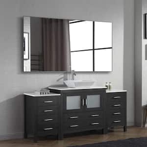 72 in. W x 36 in. H Rectangular Framed Anti-Fog Dimmable Backlit LED Wall Bathroom Vanity Mirror in Gun Gray Metal