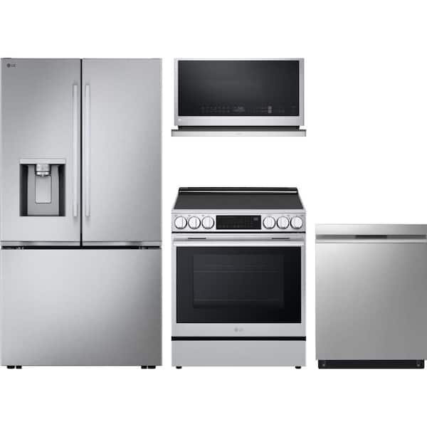 24 cu. ft. Counter Depth Craft Ice French Door Refrigerator with 5 Burner Electric Range and Dishwasher with 3rd Rack