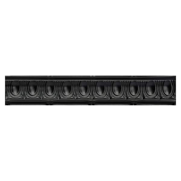 FROM PLAIN TO BEAUTIFUL IN HOURS Puffy Archways 0.012 in. x 4.25 in. x 48 in. Metal Bed Moulding Nail-Up Tin Cornice in Black (24 Ln.ft./Pack) (6 Pieces)