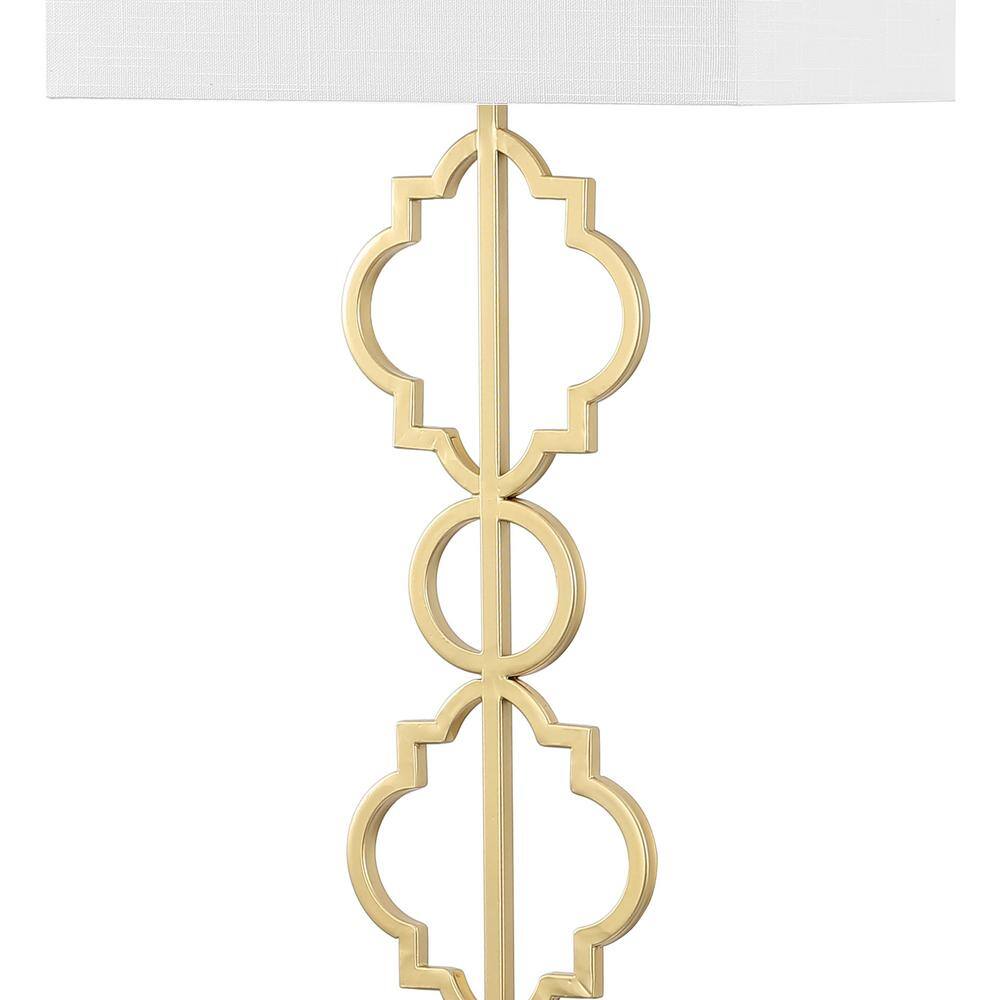 Selina 64.5" Gold Metal LED Floor Lamp with White Linen Shade