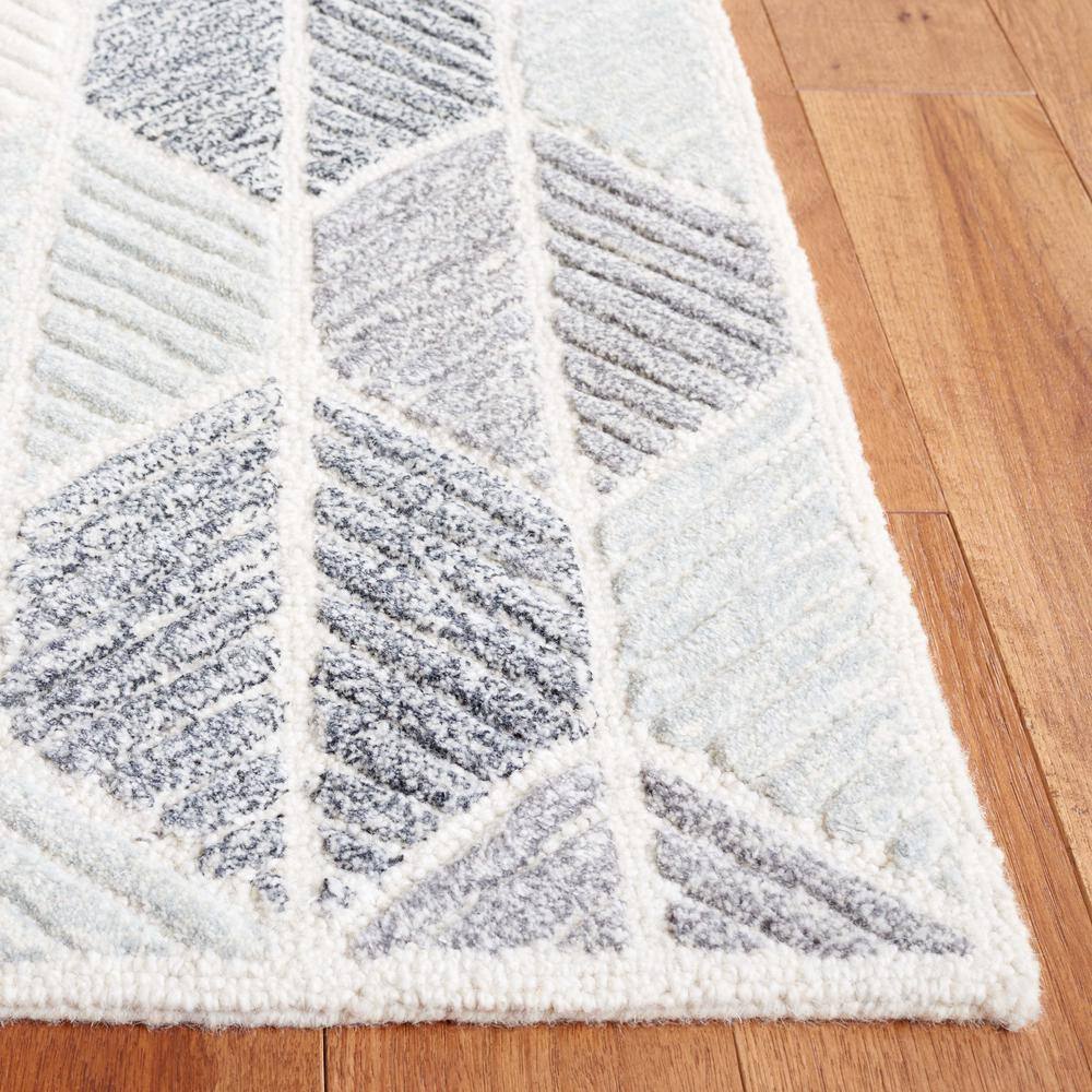 Gray Geometric Hand Tufted Wool Area Rug, 8' x 10'