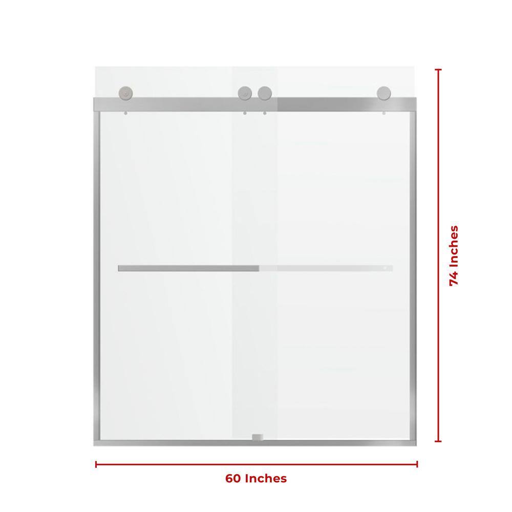 60" x 74" Frameless Chrome Double Sliding Shower Door