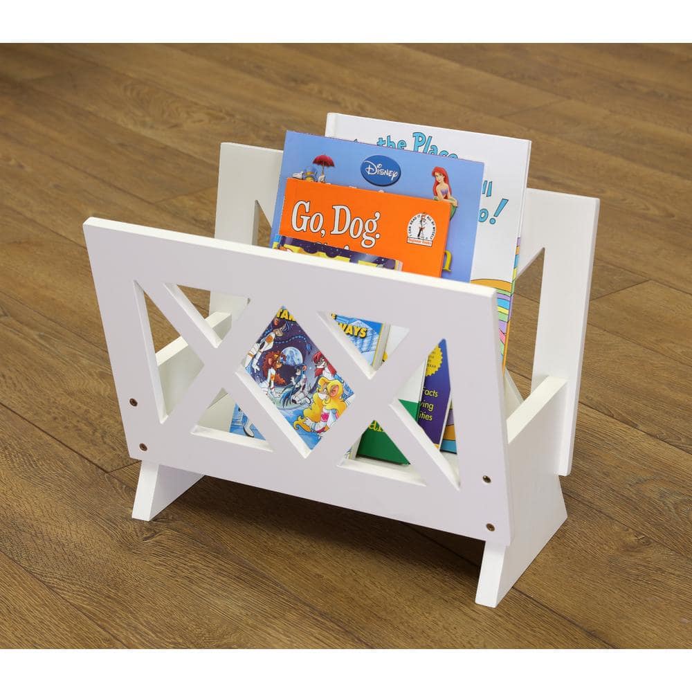 White Contemporary Freestanding Wooden Magazine Rack