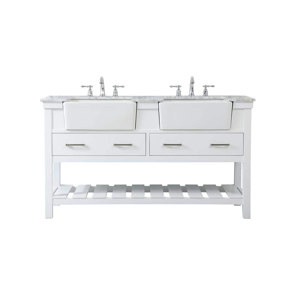 Simply Living 60 in. W x 22 in. D x 34.125 in. H Bath Vanity in White with 
