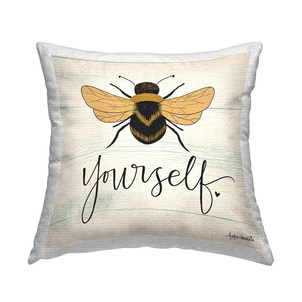 Bee Yourself Yellow Green Family Word Design Beige Square Outdoor Throw Pillow price history on PriceWatchPro