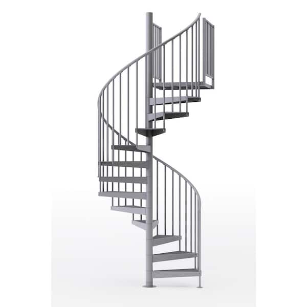 Mylen STAIRS Condor Gray Interior 60in Diameter, Fits Height 136in - 152in, 2 42in Tall Platform Rails Spiral Staircase Kit