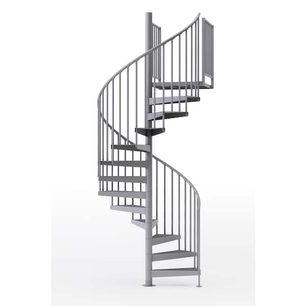Mylen STAIRS Condor Gray Interior 60in Diameter, Fits Height 102in - 114in, 2 42in Tall Platform Rails Spiral Staircase Kit