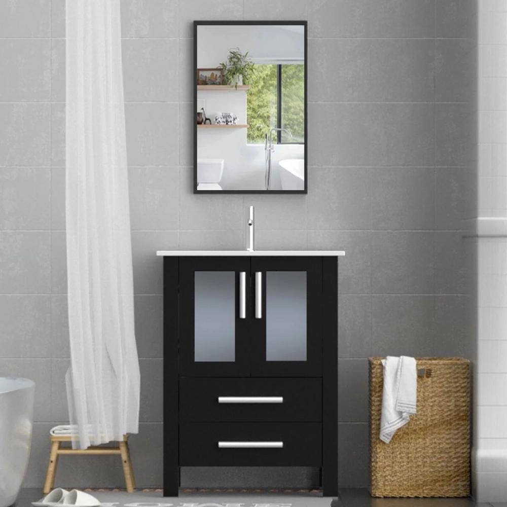 eclife Classical 24 in. W x 20 in. D x 32 in. H Bath Vanity in Black ...