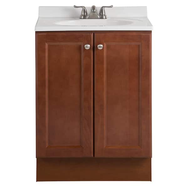 Glacier Bay Vanity Pro All-in-One 24 in. W Bathroom Vanity in Amber with Cultured Marble Vanity Top in White with White Sink