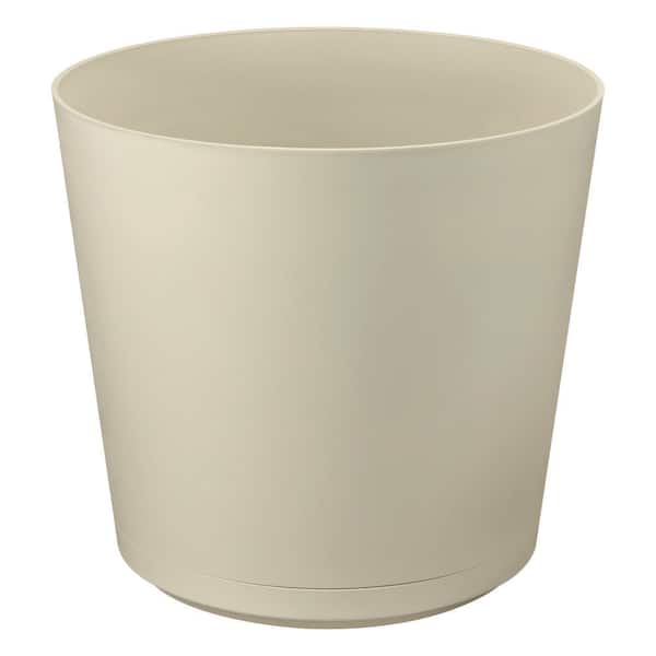 Vigoro 16 in. Kyra Large Cottage Stone Resin Planter (16 in. D x 14.2 in. H) with Attached Saucer