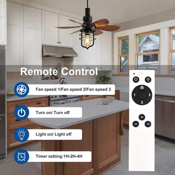 Ceiling Fans With Lights And Remote - Creative Black 52 Inch Ceiling Fan Light 3cct 6 Speeds Dual Sided Reversible 5 Blades Indoor Outdoor Modern Chandelier Fan - View #9