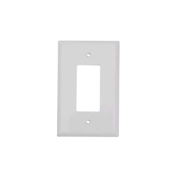 RUN BISON 1-Gang Decorator/Rocker Plastic Wall Plate With Screw, White (10-PACK)