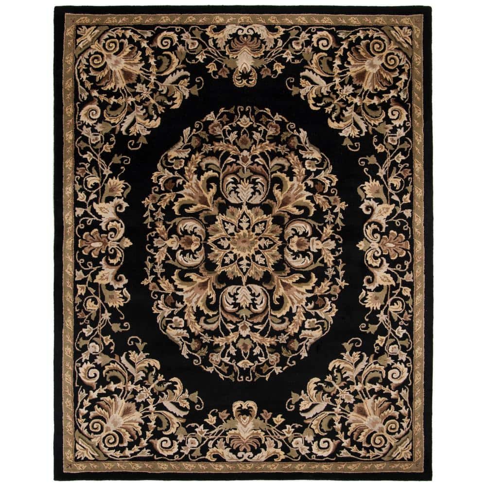 Elegant Heritage Black Wool 7'6" x 9'6" Hand-Tufted Area Rug