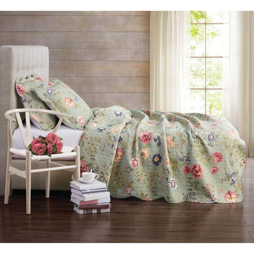 Edens Garden Twin Cotton Quilt Set with Pillow Sham