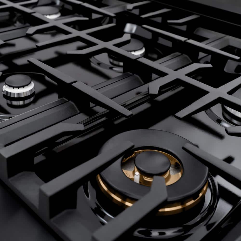 ZLINE 48" Black Stainless Steel Double Oven Gas Range with 8 Burners