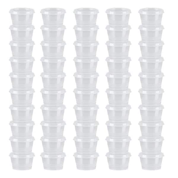 1 oz Clear Plastic Souffle Cup Food Storage Leak Proof Sauce Container with Hinged Lids 50 Piece Pack