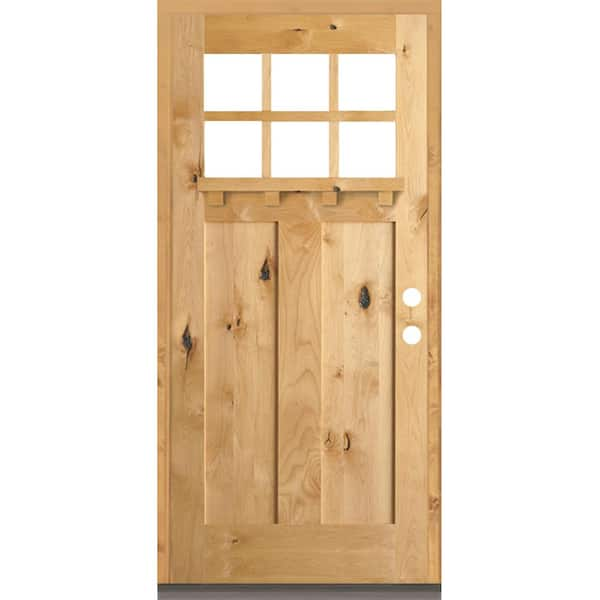 Krosswood Doors 36 in. x 80 in. Craftsman Knotty Alder Clear 6-Lite ...