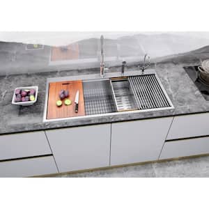 16-Gauge Stainless Steel 42 in. Single Bowl Drop-In Workstation Kitchen Sink with Accessories