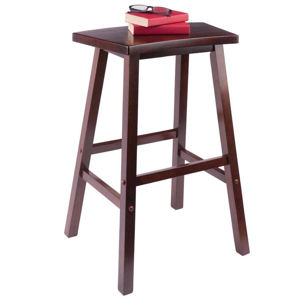 Walnut 29" Backless Saddle Style Bar Stool