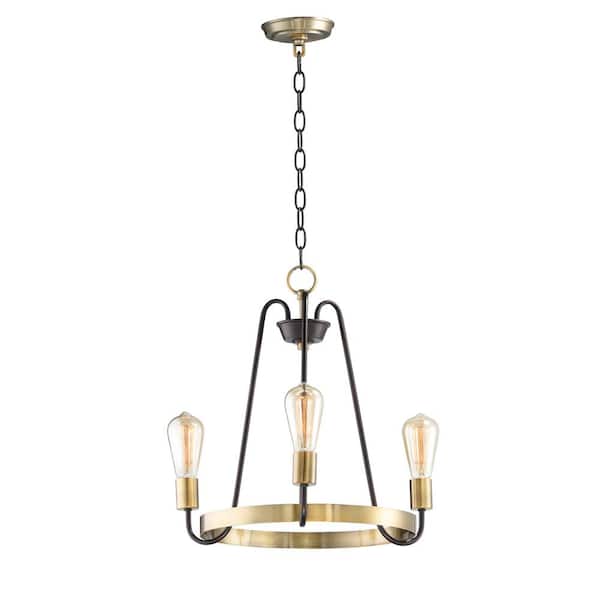 Haven 3-Light Oil Rubbed Bronze / Antique Brass Chandelier