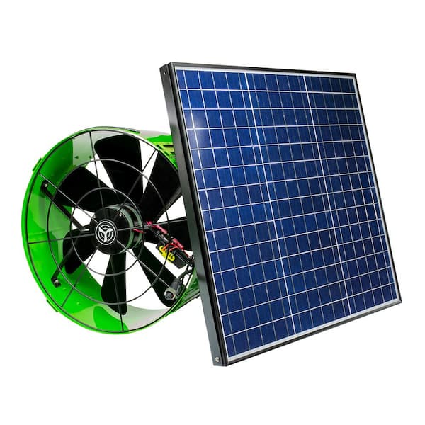 QuietCool 30-Watt Hybrid Solar/Electric Powered Gable Mount Attic Fan with Included Inverter
