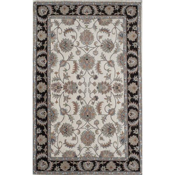 Rugs America New Dynasty Ivory Charcoal Area Rug - 2 X 8