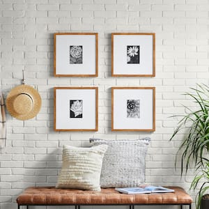 16 in. x 16 in. Matted to 5 in. x 7 in. Walnut Gallery Wall Picture Frames (Set of 4)