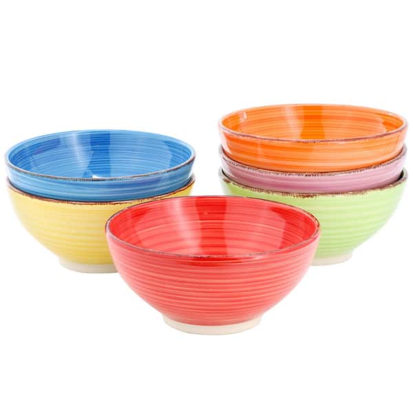 Vibrant Splash 6.25 in. 6 Piece Round Stoneware Assorted Bowl Set