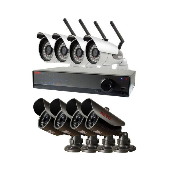 Revo Lite 16-Channel 2TB 960H DVR Surveillance System with (4) 600TVL Wireless Bullet Cameras and 4 Wired Bullet Cameras